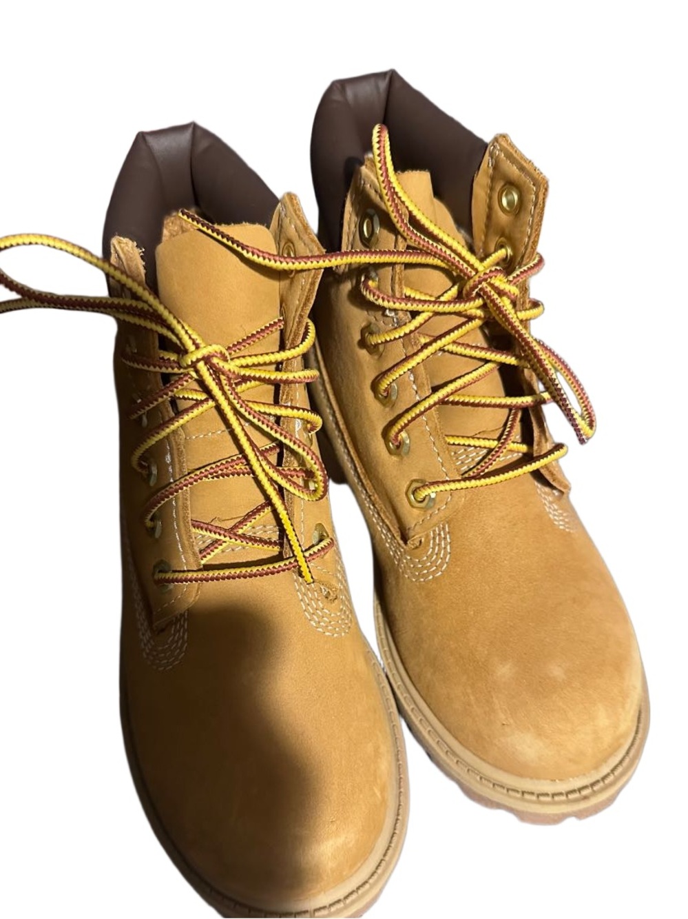 Toddler Timberland Beige Work Boots with Yellow-Brown Laces, 13M